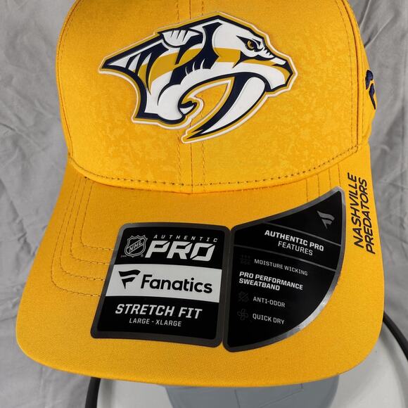 Nashville Predators Hat Cap Fitted Mens Large Yellow NHL Hockey Stretch Fit Pro - Picture 6 of 8